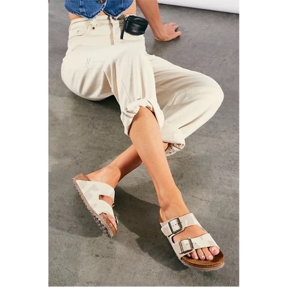 NIB BIRKENSTOCK Arizona Desert Soil Grey Taupe 2 Strap Sandal Size 35 Birko Flor - Picture 3 of 10